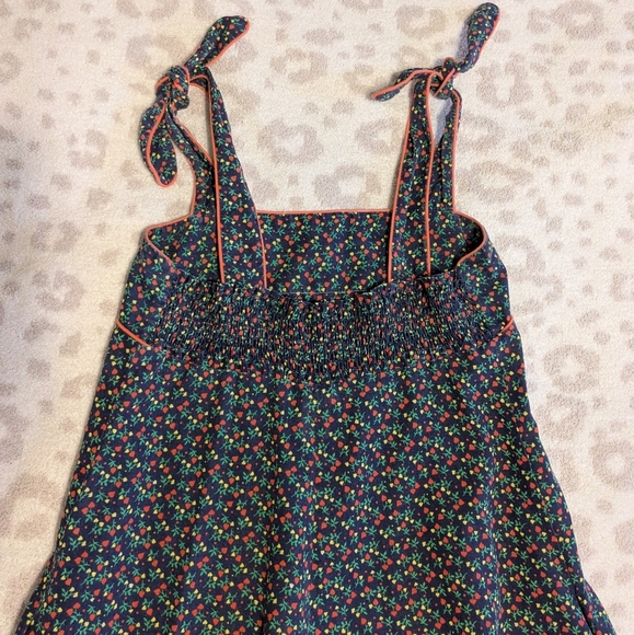 1970s A Line Cotton Floral Patterned Pockets Dress Tie Straps Small Fall Florals - Picture 5 of 9